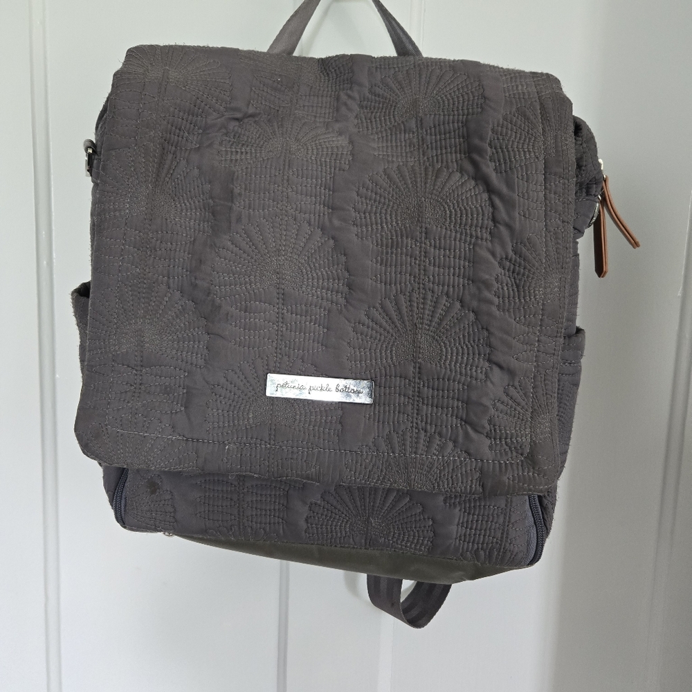 Petunia Pickle Bottom Gray Quilted Diaper Backpack